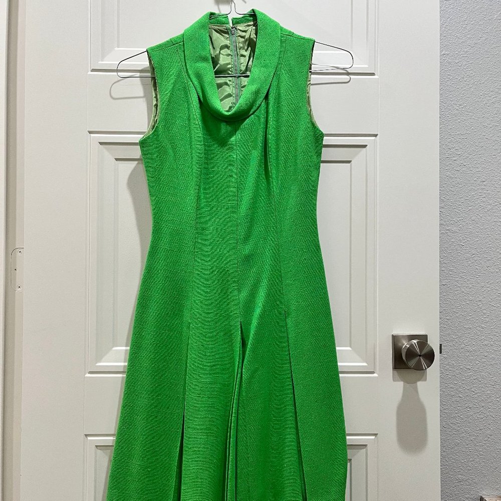 Vintage Cowl Neck Lime Green Sleeveless Dress